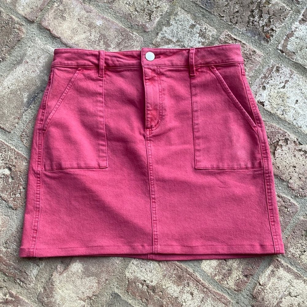 Loft Rose Colored Denim Mini Skirt Size 4